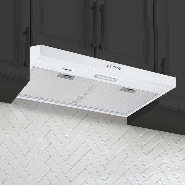 Ancona hotte de cuisine convertible de 30" installation sous l’armoire en blanc
