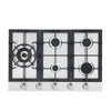 Ancona table de cuisson à gaz encastrée de 30" en acier inoxydable avec 5 brûleurs en laiton et supports de casseroles et wok en fonte