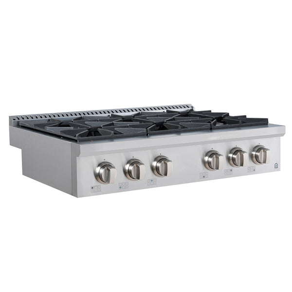 Ancona 36" Commercial Style Stainless Steel Slide-in Gas Cooktop