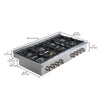 Ancona table de cuisson au gaz de 48 po de style commercial en acier inoxydable