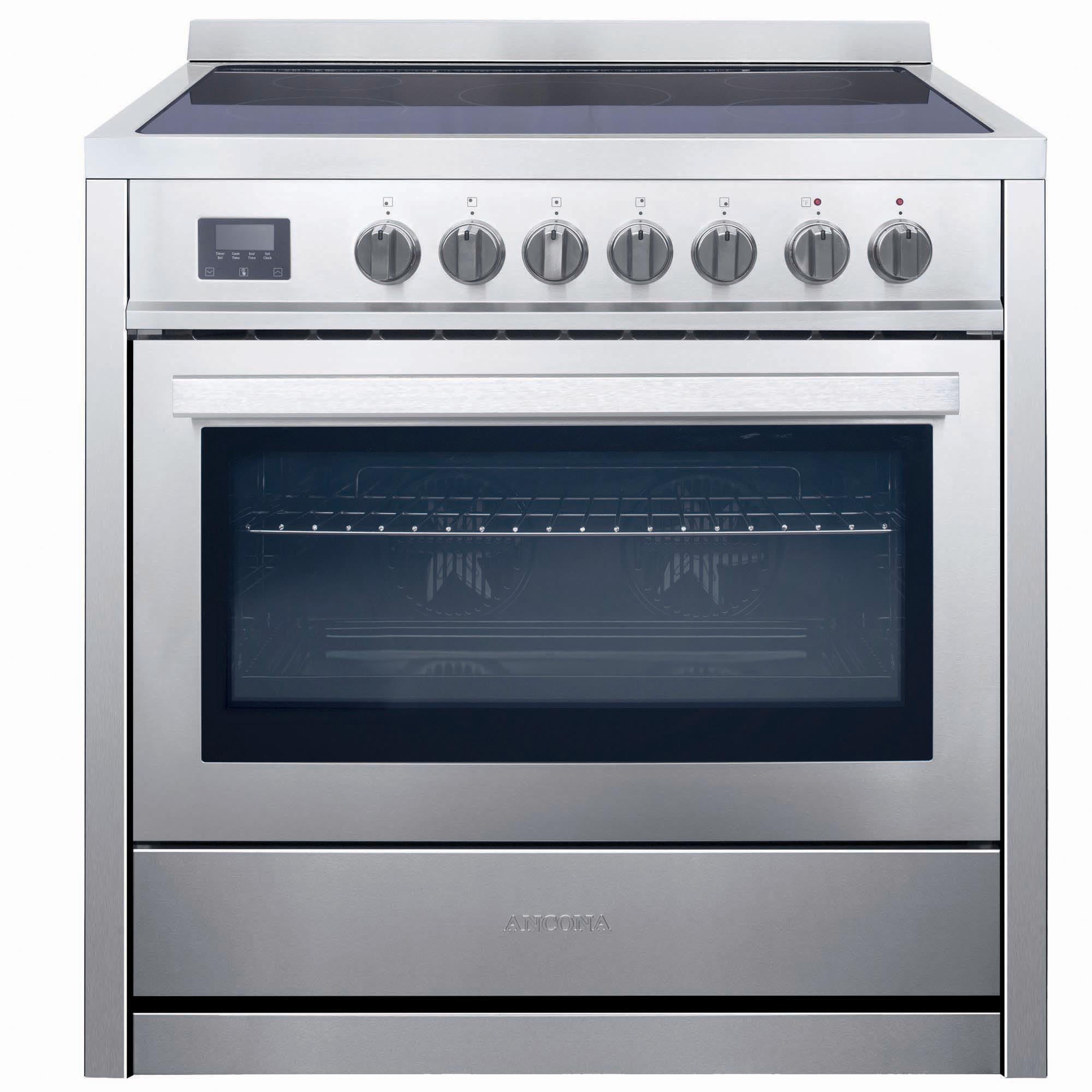Cuisinière électrique auto portante de 36 po 3.8 pi. cu. d’Ancona en acier inoxydable avec 5 brûleurs et four à convection véritable européenne