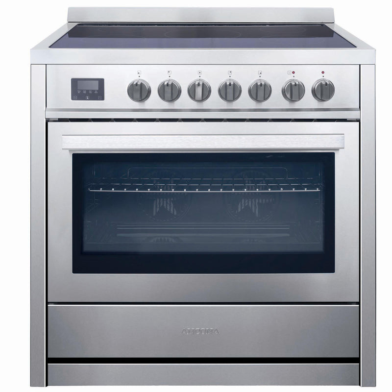Ancona 36” 3.8 cu. ft. Freestanding Electric Range with 5 Burners and True European Convection Oven in Stainless Steel