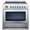 Cuisinière électrique auto portante de 36 po 3.8 pi. cu. d’Ancona en acier inoxydable avec 5 brûleurs et four à convection véritable européenne