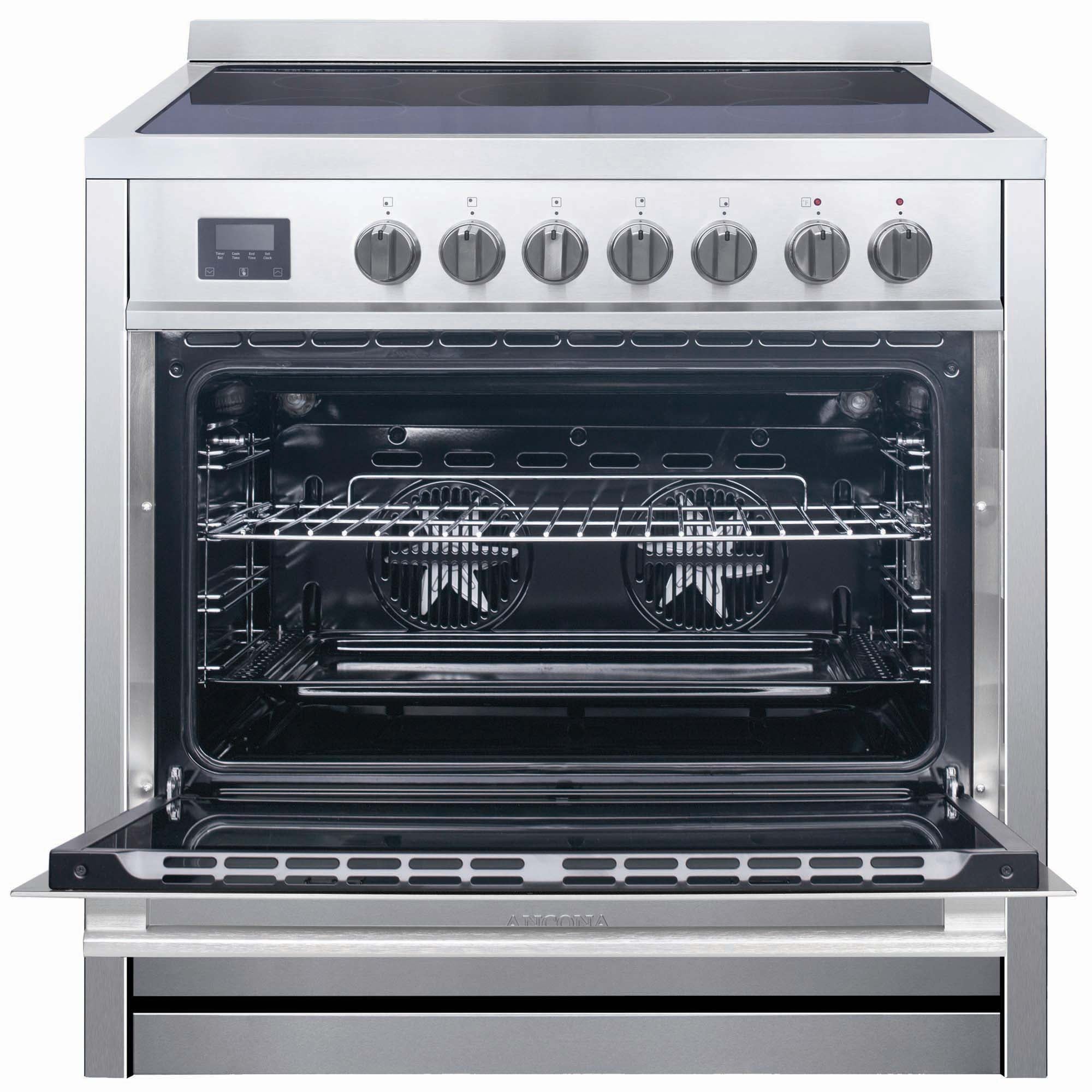 Cuisinière électrique auto portante de 36 po 3.8 pi. cu. d’Ancona en acier inoxydable avec 5 brûleurs et four à convection véritable européenne