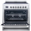 Cuisinière électrique auto portante de 36 po 3.8 pi. cu. d’Ancona en acier inoxydable avec 5 brûleurs et four à convection véritable européenne