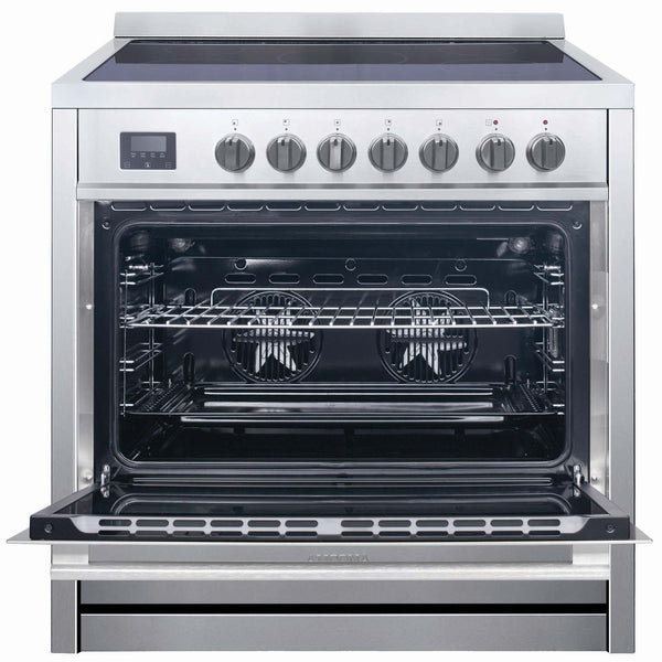 Cuisinière électrique auto portante de 36 po 3.8 pi. cu. d’Ancona en acier inoxydable avec 5 brûleurs et four à convection véritable européenne