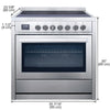 Cuisinière électrique auto portante de 36 po 3.8 pi. cu. d’Ancona en acier inoxydable avec 5 brûleurs et four à convection véritable européenne