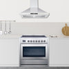 Cuisinière électrique auto portante de 36 po 3.8 pi. cu. d’Ancona en acier inoxydable avec 5 brûleurs et four à convection véritable européenne
