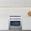 Cuisinière électrique auto portante de 36 po 3.8 pi. cu. d’Ancona en acier inoxydable avec 5 brûleurs et four à convection véritable européenne