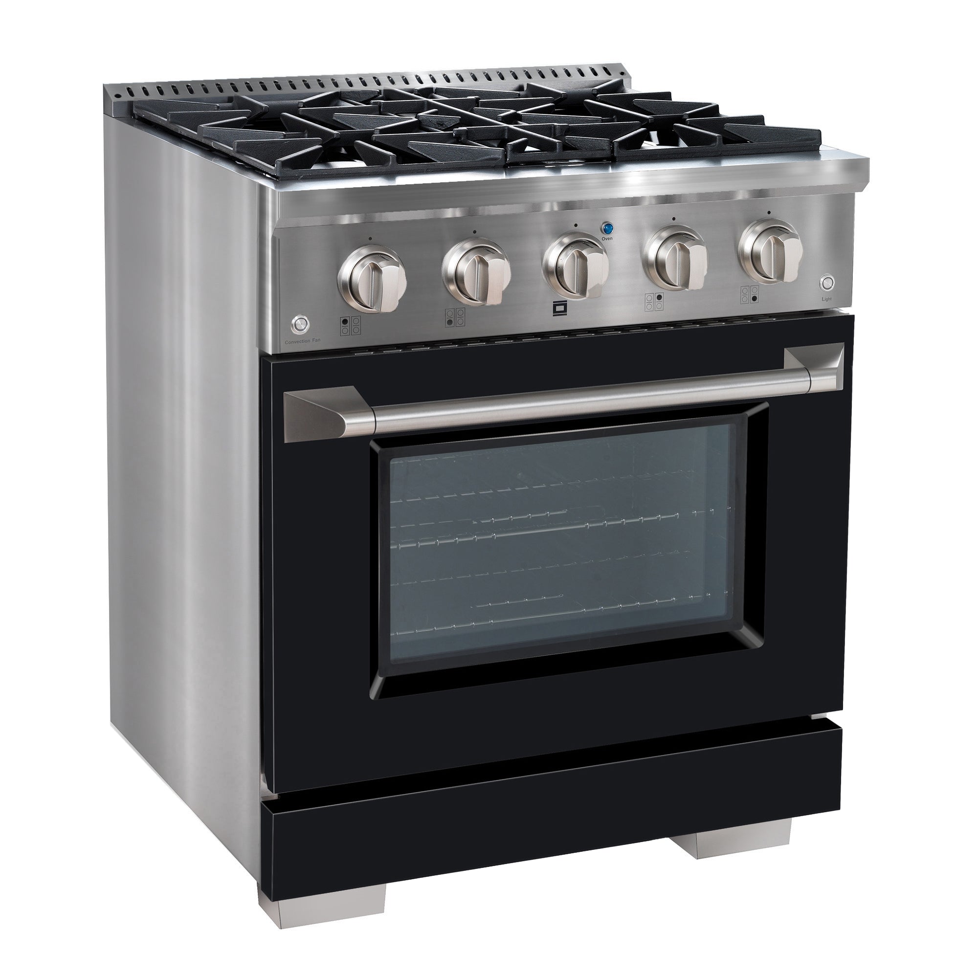 Ancona ensemble électroménagers de cuisine 2 pièces avec cuisinière au gaz 30 po avec four à convection et hotte de cuisine intégrée de 600 pi3/min