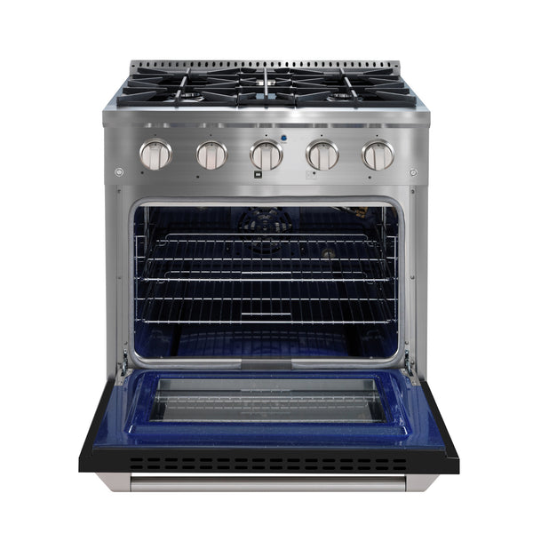 Ancona ensemble électroménagers de cuisine 2 pièces avec cuisinière au gaz 30 po avec four à convection et hotte de cuisine intégrée de 600 pi3/min