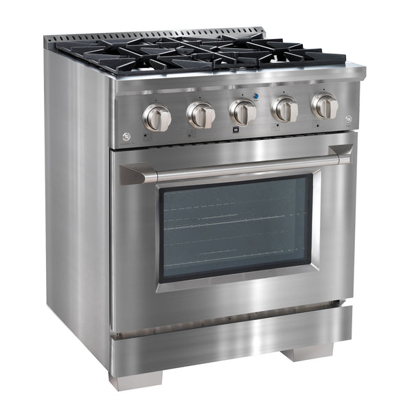 Ancona ensemble électroménagers de cuisine 2 pièces avec cuisinière au gaz 30 po avec four à convection et hotte de cuisine intégrée de 600 pi3/min