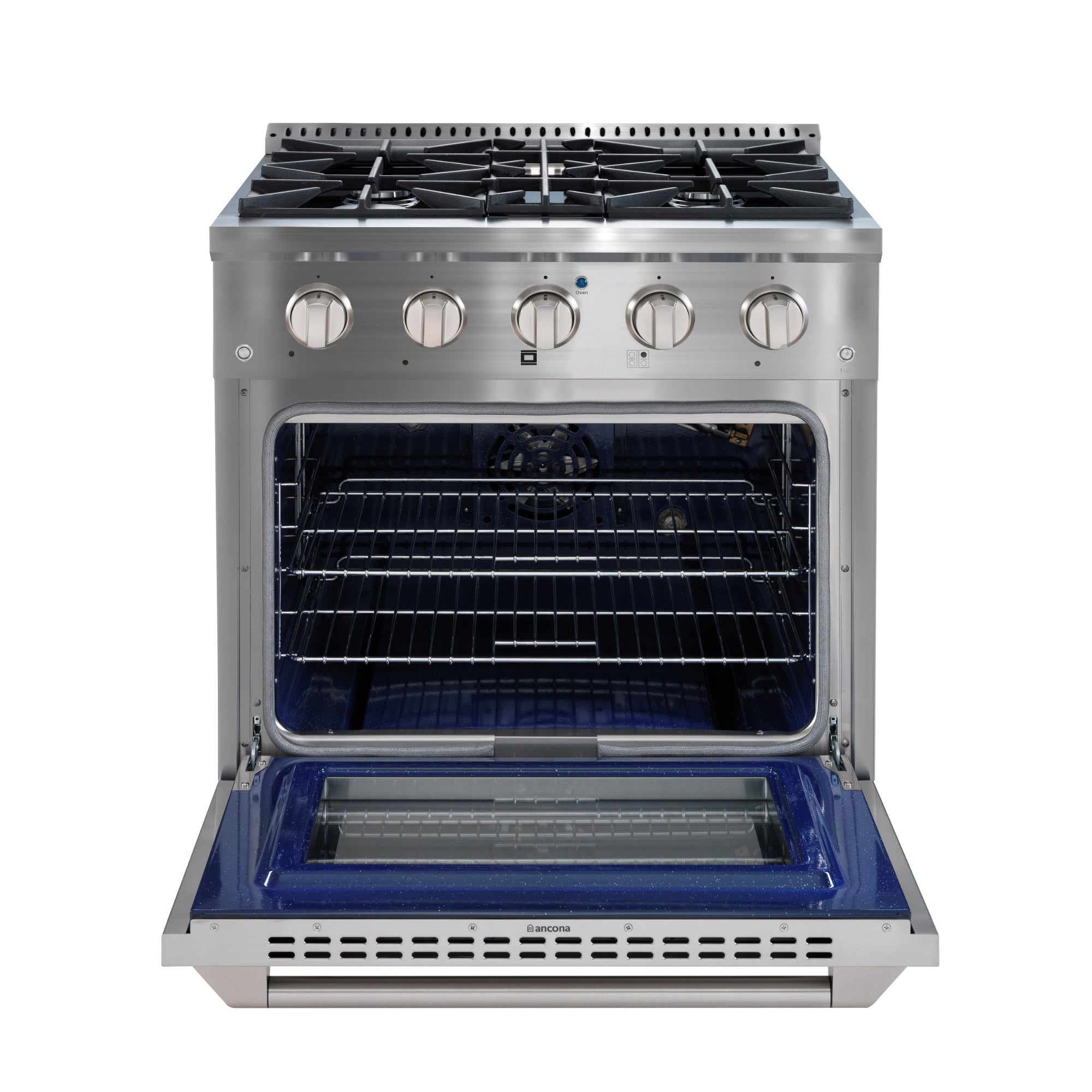 Ancona ensemble électroménagers de cuisine 2 pièces avec cuisinière au gaz 30 po avec four à convection et hotte de cuisine intégrée de 600 pi3/min