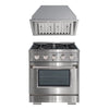 Ancona ensemble électroménagers de cuisine 2 pièces avec cuisinière au gaz 30 po avec four à convection et hotte de cuisine intégrée de 600 pi3/min