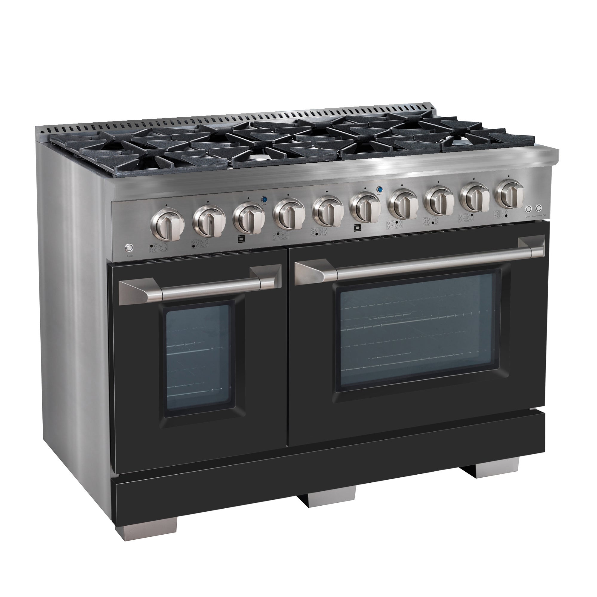 Ancona ensemble électroménagers de cuisine 2 pièces avec cuisinière au gaz 48 po avec four à convection et hotte de cuisine intégrée de 600 pi3/min.