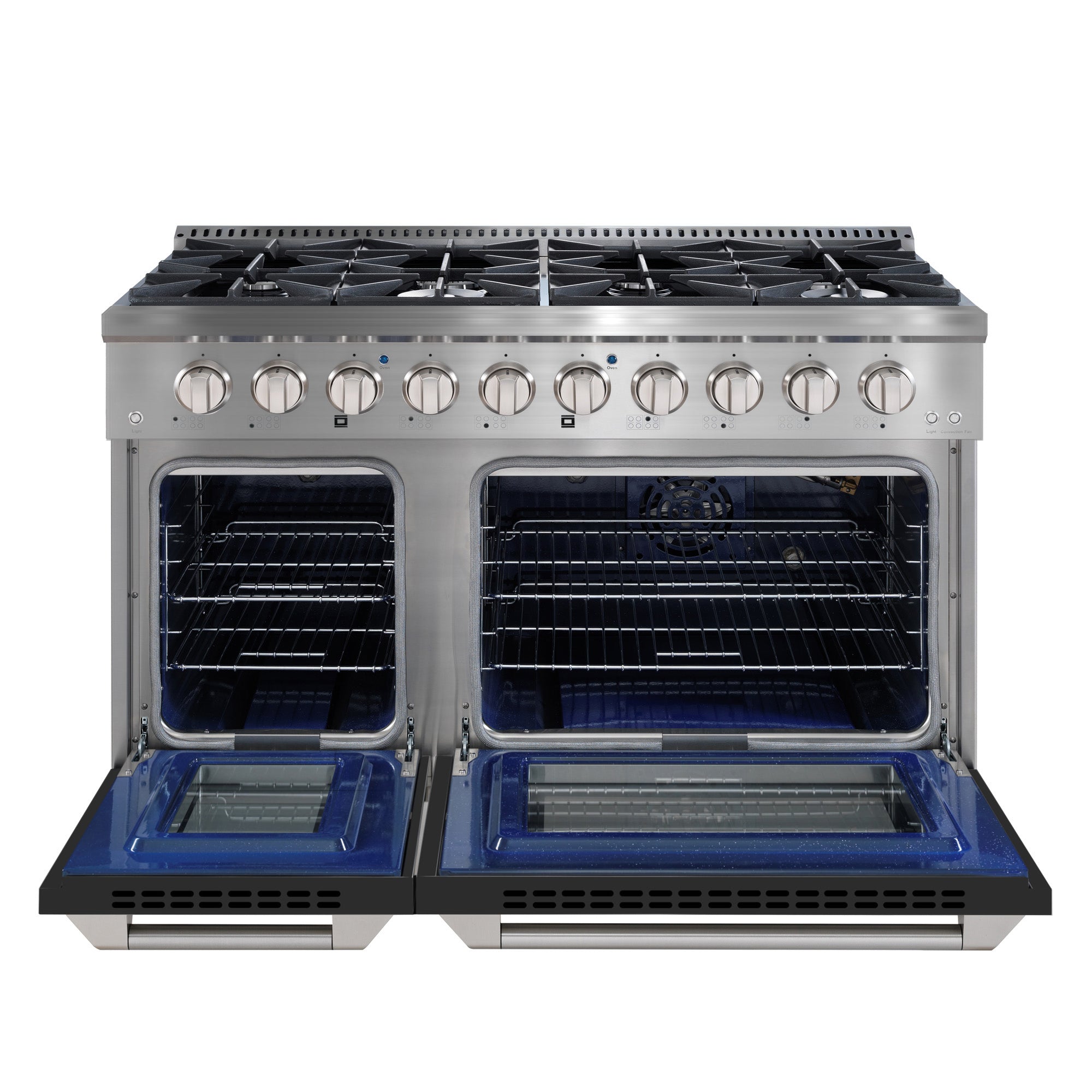 Ancona ensemble électroménagers de cuisine 2 pièces avec cuisinière au gaz 48 po avec four à convection et hotte de cuisine intégrée de 600 pi3/min.