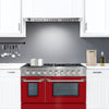 Ancona 2-piece Kitchen Package with 48" 8-burner with Griddle Gas Range and Matte Red Door and 600 CFM Built-In Range Hood