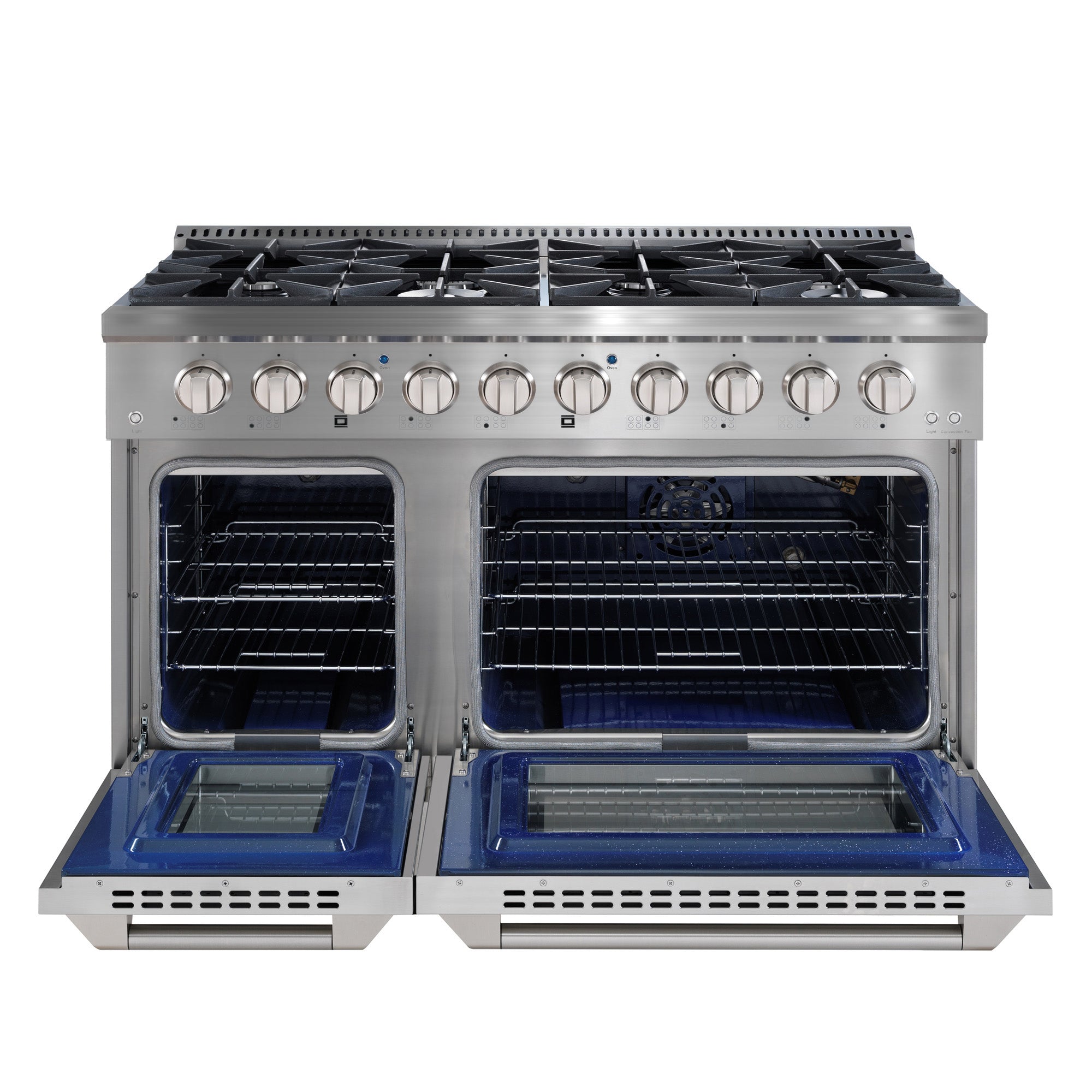 Ancona ensemble électroménagers de cuisine 2 pièces avec cuisinière au gaz 48 po avec four à convection et hotte de cuisine intégrée de 600 pi3/min