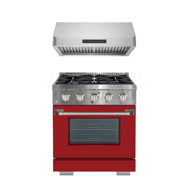 Ancona 2-piece Kitchen Appliance Package with 30" Gas Range and 650 CFM Ducted Undercabinet Range Hood with Night Light