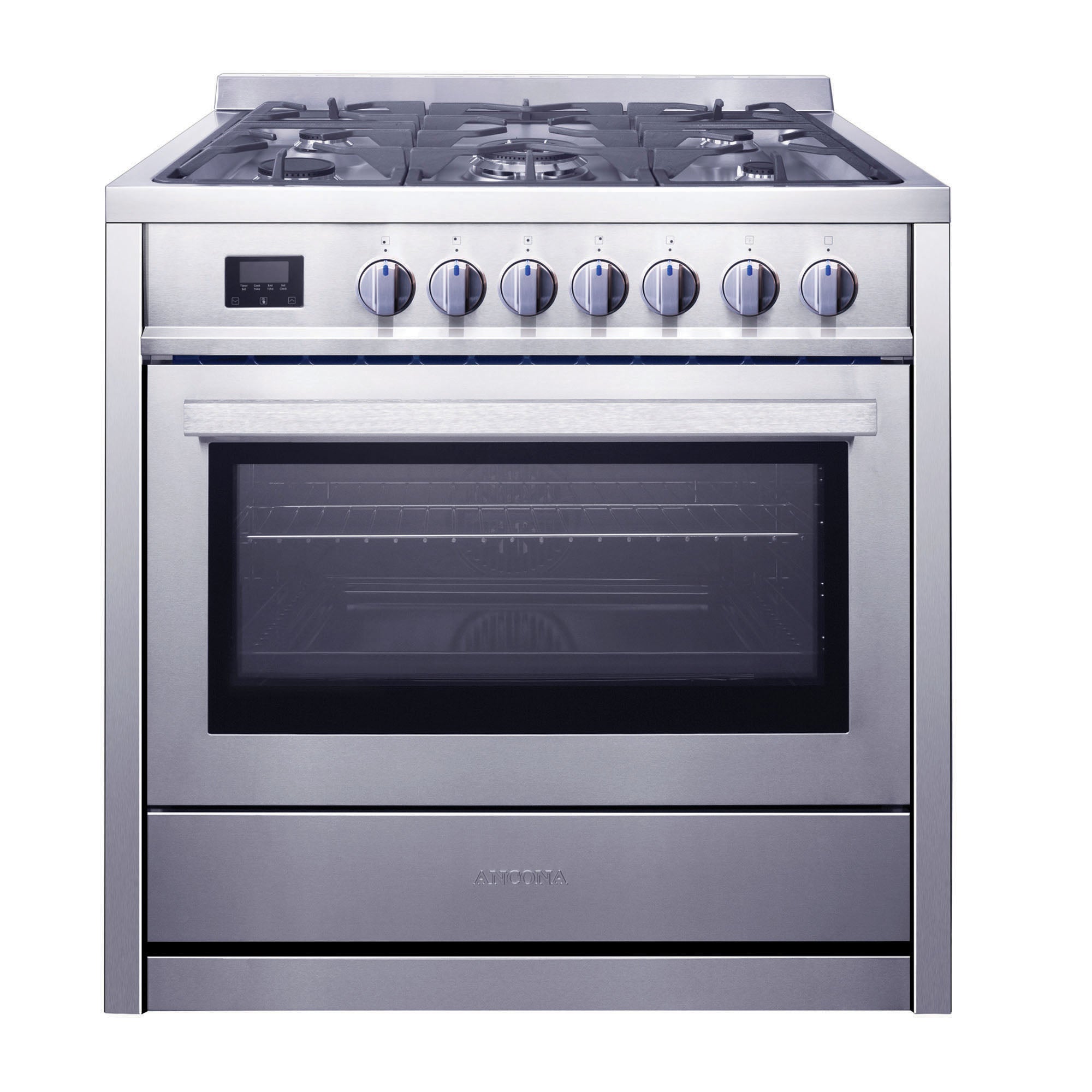 Cuisinière à gaz de 36 po 3,8 pi. cu. d’Ancona en acier inoxydable avec 5 brûleurs et four à convection