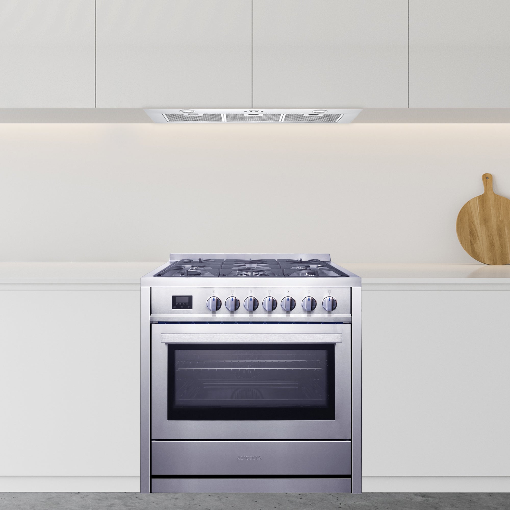 Cuisinière à gaz de 36 po 3,8 pi. cu. d’Ancona en acier inoxydable avec 5 brûleurs et four à convection