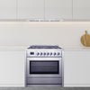 Cuisinière à gaz de 36 po 3,8 pi. cu. d’Ancona en acier inoxydable avec 5 brûleurs et four à convection