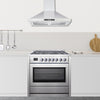 Cuisinière à gaz de 36 po 3,8 pi. cu. d’Ancona en acier inoxydable avec 5 brûleurs et four à convection