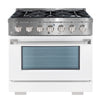 Ancona cuisinière à gaz de 36” 5,2 pi. cu avec 6 brûleurs et four électrique à convection en acier inoxydable avec blanche