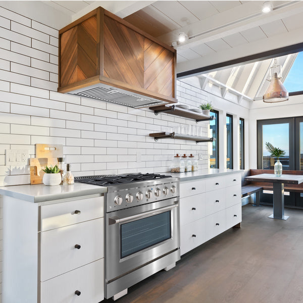 Ancona cuisinière à gaz de 36” 5,2 pi. cu avec 6 brûleurs et four électrique à convection en acier inoxydable