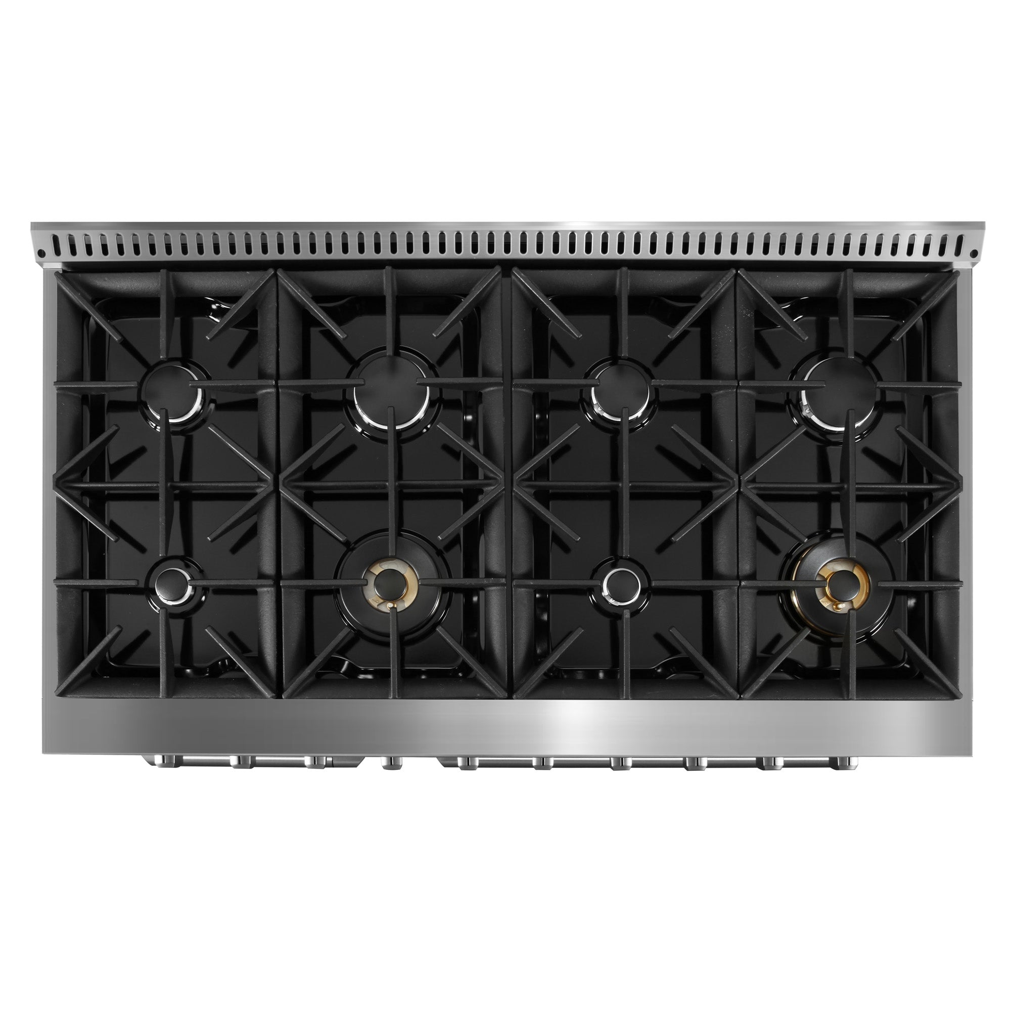 Ancona cuisinière à gaz de 48” 6,7 pi. cu avec 8 brûleurs et four électrique à convection double en acier inoxydable