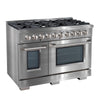 Ancona cuisinière à gaz de 48” 6,7 pi. cu avec 8 brûleurs et four électrique à convection double en acier inoxydable