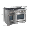 Ancona cuisinière à gaz de 48” 6,7 pi. cu avec 8 brûleurs et four électrique à convection double en acier inoxydable