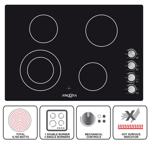 Elite 30 in. 4-Burner Radiant Ceramic Cooktop with Knob Controls
