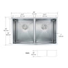 Prestige Series Undermount Stainless Steel 28 in. 50/50 Double Bowl Kitchen Sink in Satin Finish with Grids and Strainers