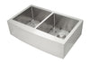 Prestige Series Farmhouse Apron Undermount Stainless Steel 33 in. 50/50 Double Bowl Handmade Sink with Grid and Strainer