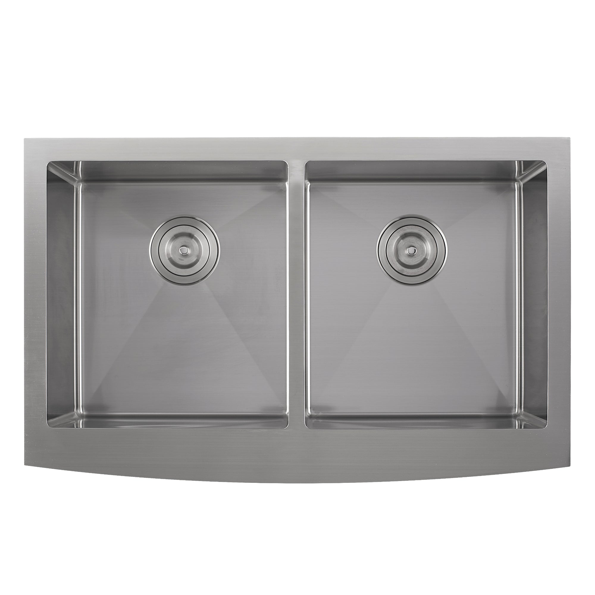 Prestige Series Farmhouse Apron Undermount Stainless Steel 33 in. 50/50 Double Bowl Handmade Sink with Grid and Strainer