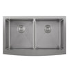 Prestige Series Farmhouse Apron Undermount Stainless Steel 33 in. 50/50 Double Bowl Handmade Sink with Grid and Strainer