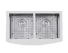 Prestige Series Farmhouse Apron Undermount Stainless Steel 33 in. 50/50 Double Bowl Handmade Sink with Grid and Strainer