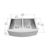 Prestige Series Farmhouse Apron Undermount Stainless Steel 33 in. 50/50 Double Bowl Handmade Sink with Grid and Strainer