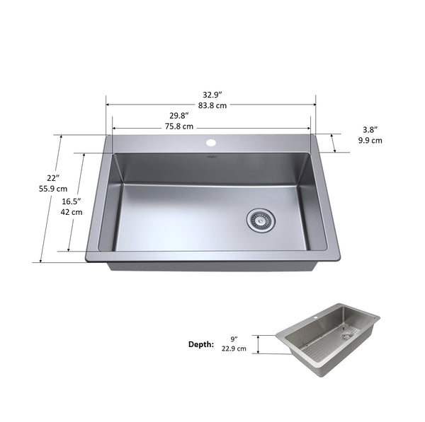 Valencia Series Dual-Mount Single Bowl Kitchen Sink