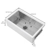 Ancona Undermount 33" Single Bowl Farmhouse Apron Front Kitchen Sink in White and Stainless Steel