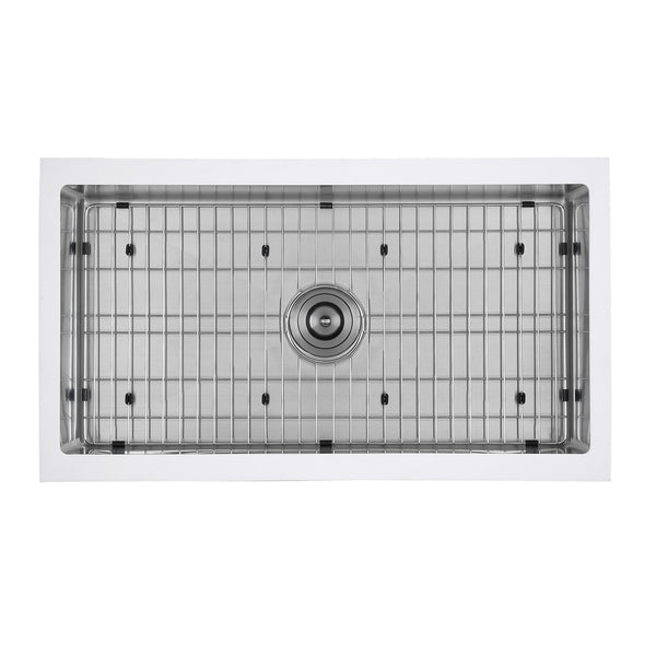 Ancona Undermount 33" Single Bowl Farmhouse Apron Front Kitchen Sink in White and Stainless Steel