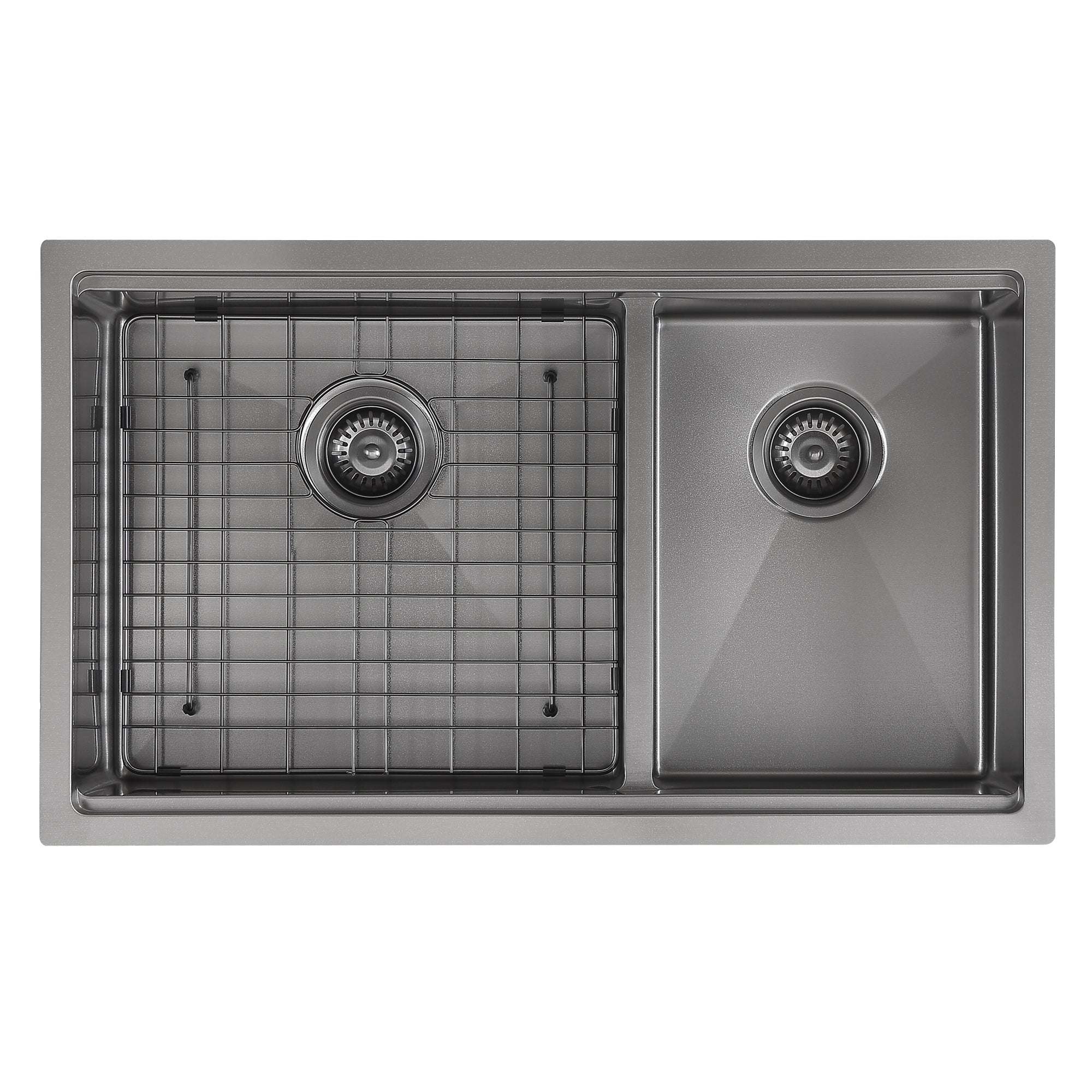 Ancona 32” 60/40 Double Bowl Undermount Kitchen Sink with Grid