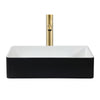 Ancona Holbrook Bathroom Vessel Sink in Black and White with Argenta Vessel Bathroom Faucet in Brushed Champagne Gold