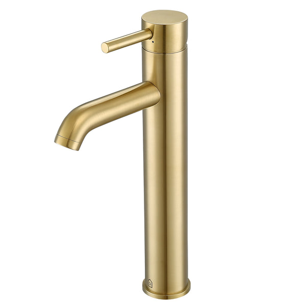 Ancona vasque de salle de bain Holbrook en noir et blanc avec robinet monotrou Argenta pour vasque en champagne doré brossé