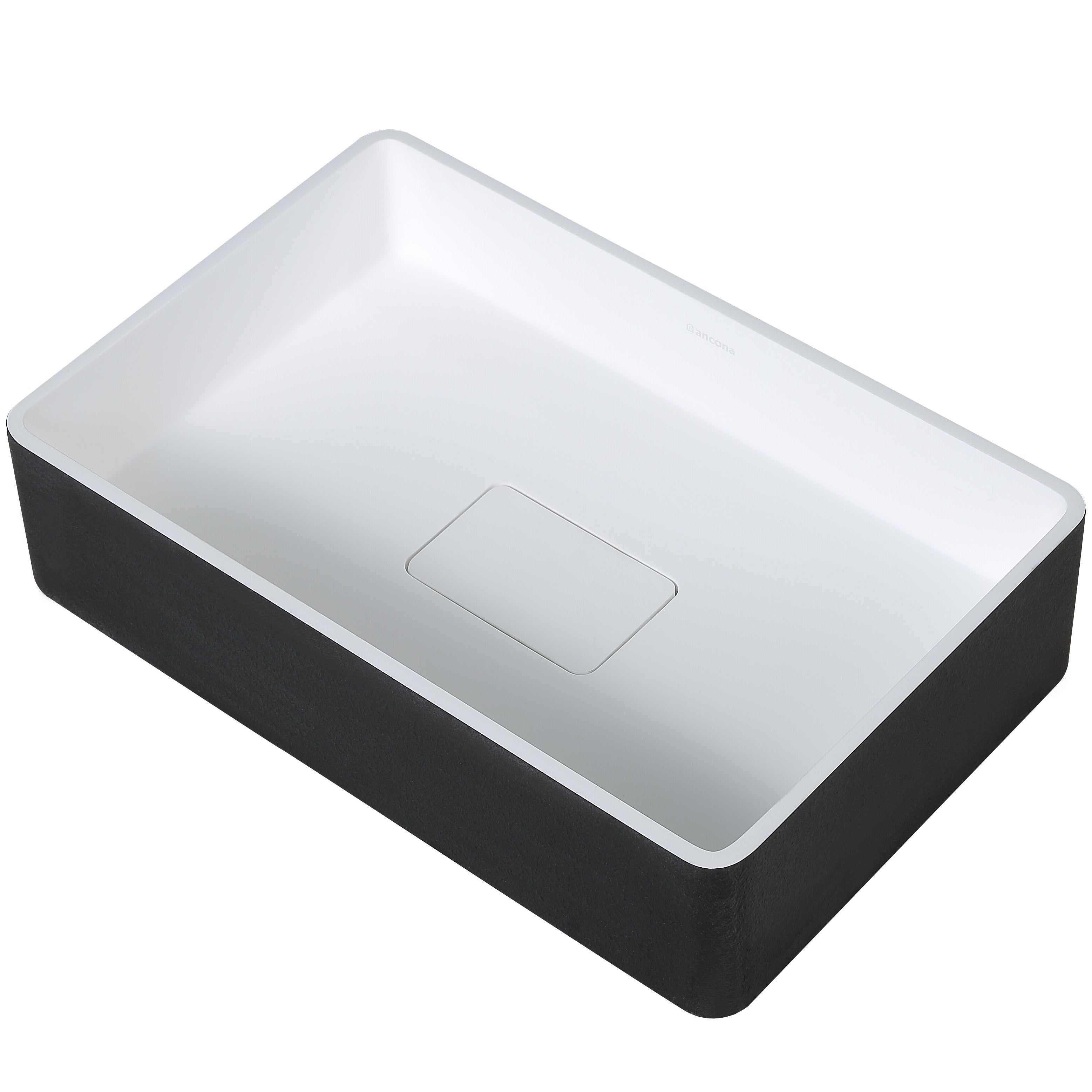 Ancona vasque de salle de bain Holbrook en noir et blanc avec robinet monotrou Argenta pour vasque en champagne doré brossé