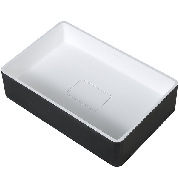 Ancona vasque de salle de bain Holbrook en noir et blanc avec robinet monotrou Argenta pour vasque en champagne doré brossé