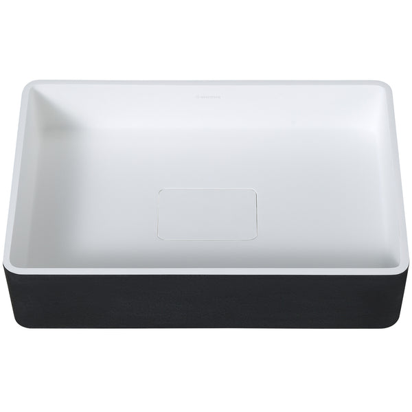 Ancona vasque de salle de bain Holbrook en noir et blanc avec robinet monotrou Argenta pour vasque en champagne doré brossé