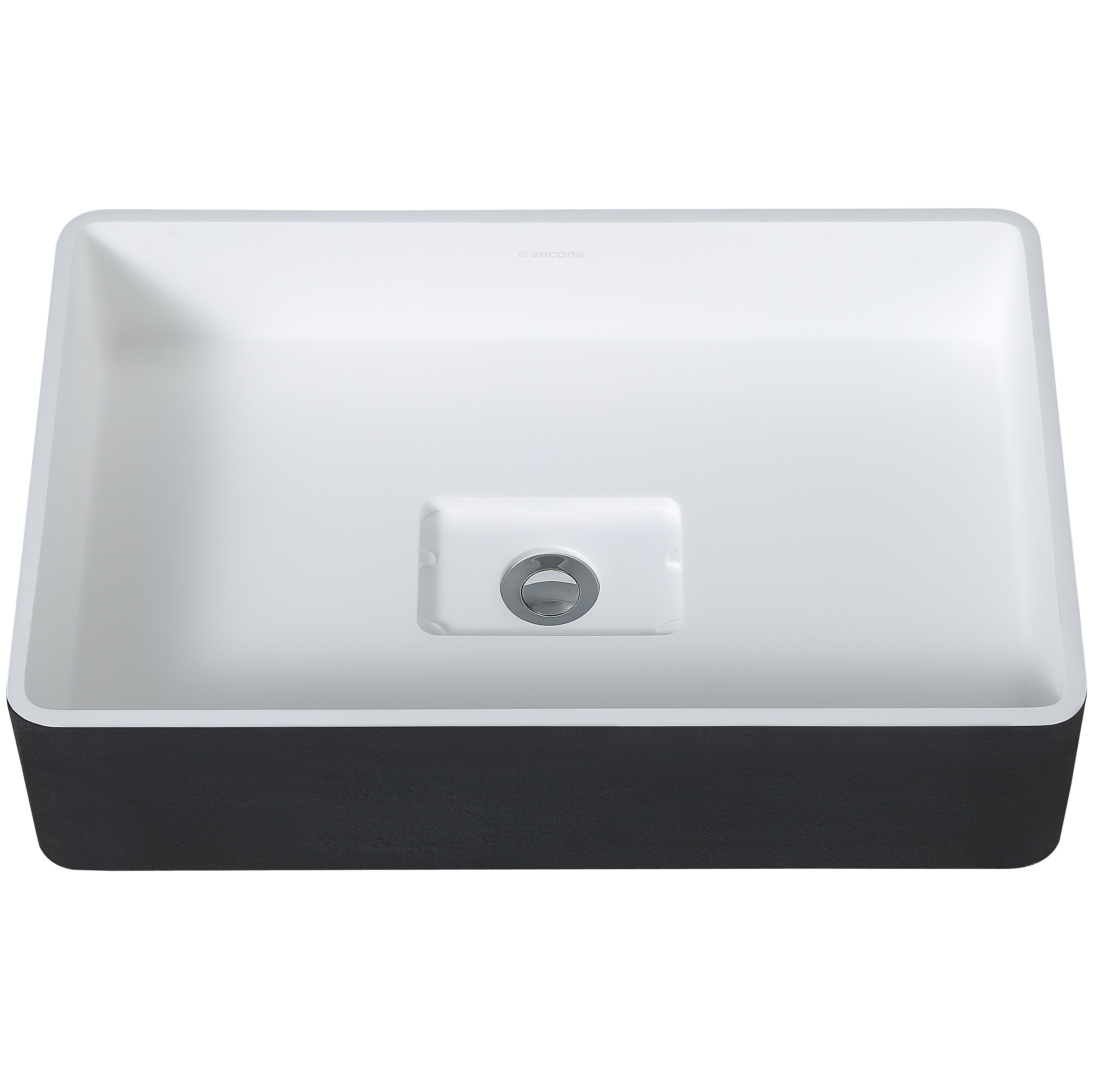 Ancona vasque de salle de bain Holbrook en noir et blanc avec robinet monotrou Argenta pour vasque en champagne doré brossé
