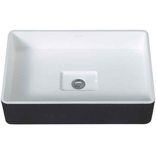 Ancona vasque de salle de bain Holbrook en noir et blanc avec robinet monotrou Argenta pour vasque en champagne doré brossé